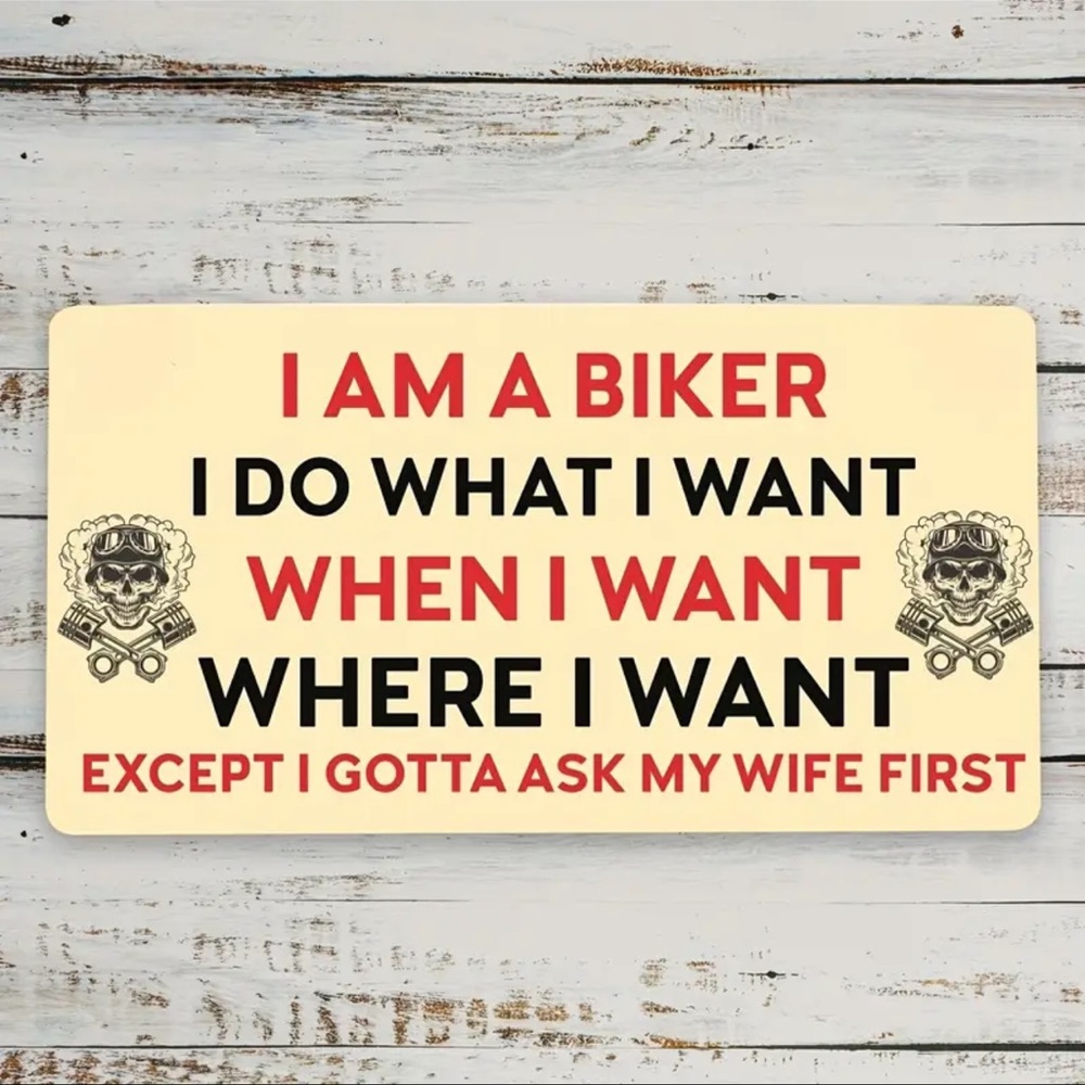 Wall Art, Funny Motorcycle Plaque, New - Picture 1 of 6
